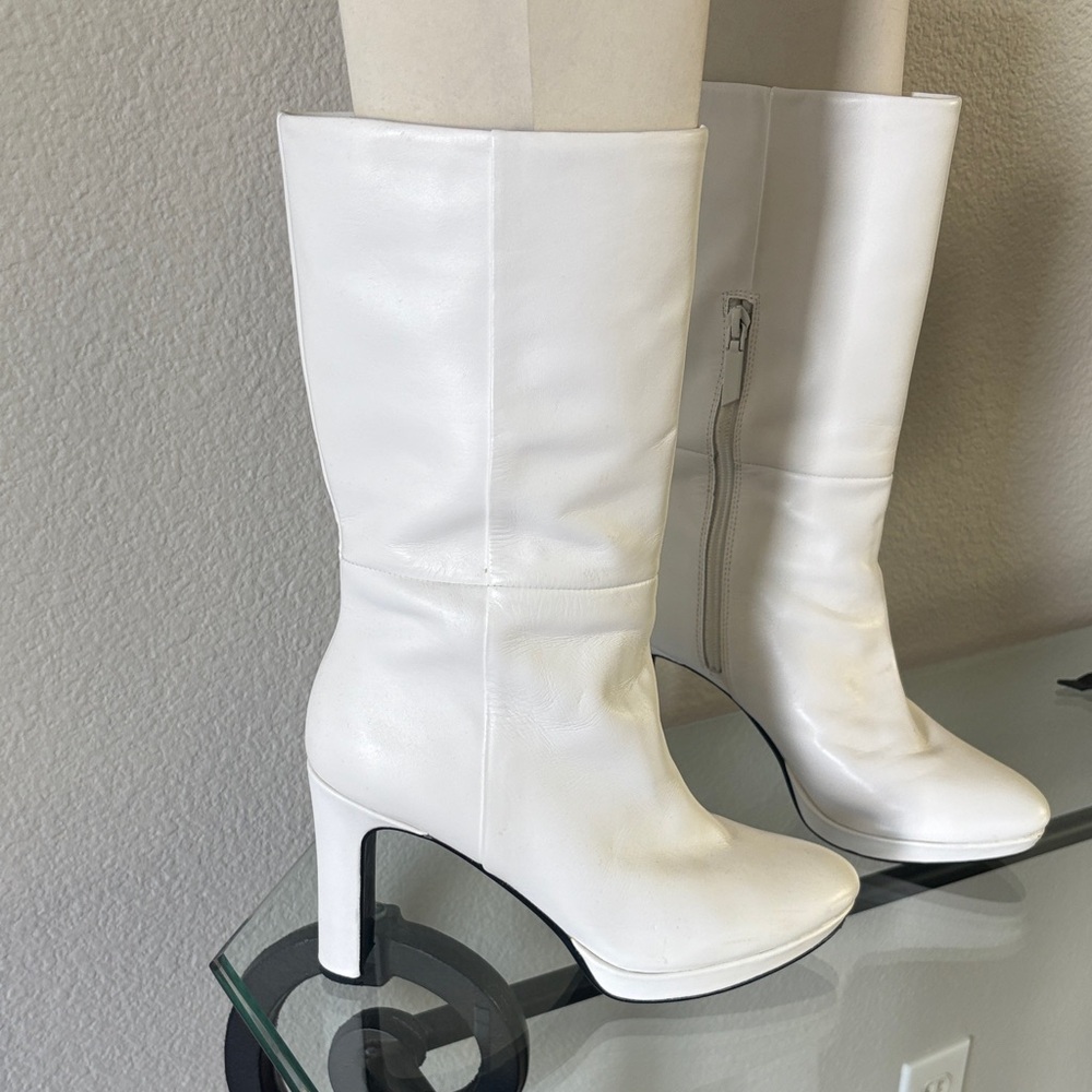 Calvin Klein White mid calf Heeled Boots